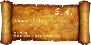 Sándor Arián névjegykártya