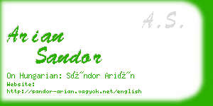 arian sandor business card